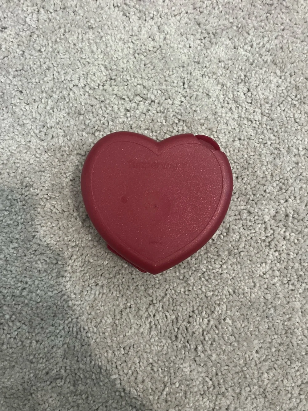 Tupperware brand sparkly Red heart-shaped container with glittery finish #heart